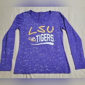 Campus Heritage Juniors LSU Tigers Purple Bleach Longsleeve T-shirt - Size Large